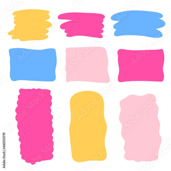 Fototapeta Hand drawn quote box collection. Colorful doodle shapes. Empty speech bubble set for your text