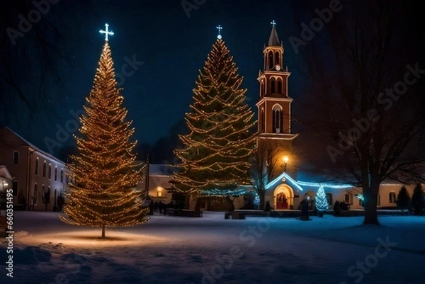 Fototapeta christmas tree at night