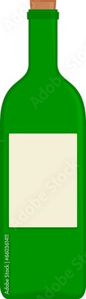 Obraz Cartoon bottle of wine with blank label. 
