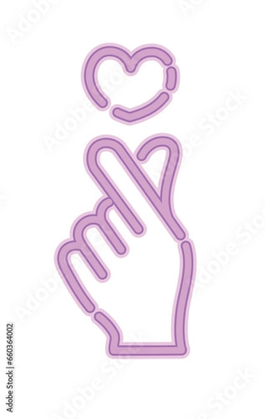 Obraz ネオンライトのサイン風アイコン_指ハート