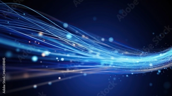 Fototapeta Fiber optics, abstract glowing neon shapes. Digital, abstract & blurred background graphics