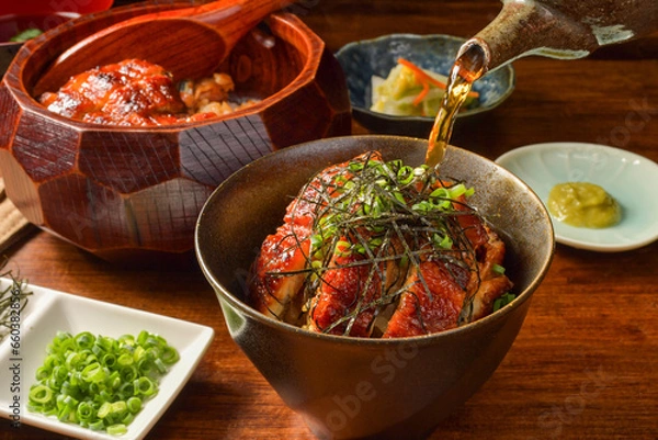 Obraz ひつまぶしに出汁をかける