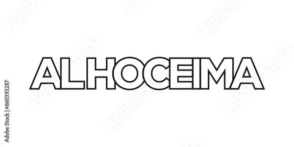 Fototapeta Al Hoceima in the Morocco emblem. The design features a geometric style, vector illustration with bold typography in a modern font. The graphic slogan lettering.