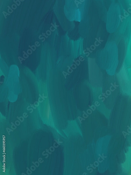Fototapeta Dark green teal brush stroke abstract background. Deep color of hand painted brushstrokes oil texture
