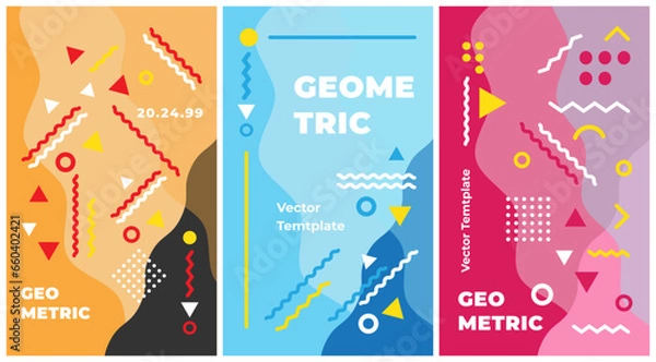 Fototapeta Geometric banner. Set of vector illustrations. Clean style backgrounds