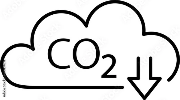 Obraz Icon with zero emission symbol concept. greenhouse gas carbon credit design. protect ecological green outline. carbon net zero neutral natural. carbon footprint art pictogram