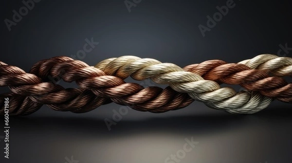 Fototapeta Multiple ropes symbolize cooperation and collaboration