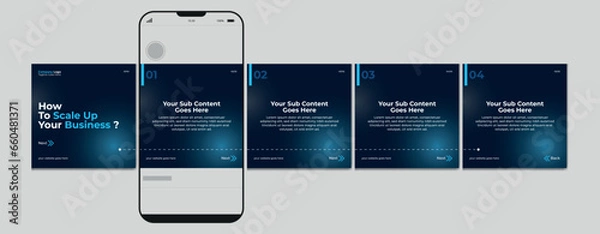 Fototapeta Set of Linkedin Carousel Post, editable social media Instagram carousel post, modern and creative business carousel post template, eps 10.