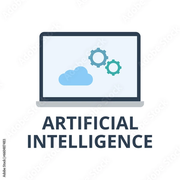 Fototapeta Artificial intelligence vector. Technology and machine learning concept. Flat illustration on white background.