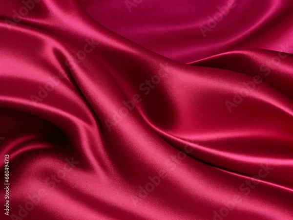 Fototapeta Red silk cloth texture background, luxury red wavy silky smooth background