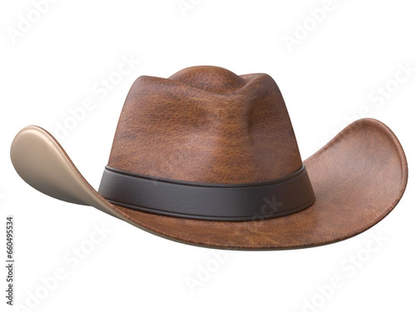 Obraz Cowboy hat isolated on white background 3d rendering