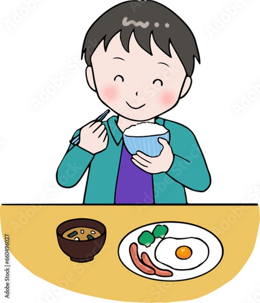 Fototapeta 朝食中の男の子