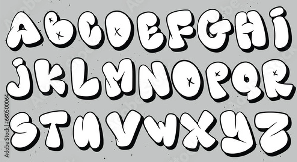 Fototapeta vector set bubble graffiti font alphabet lettering