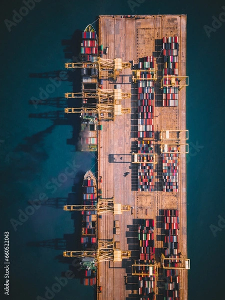 Fototapeta Penang Port, Butterworth, Malaysia. Container operations are the core operations for Penang Port with container ships.