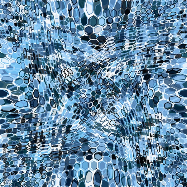 Obraz Camouflage seamless pattern with air blue hexagonal endless geometric camo