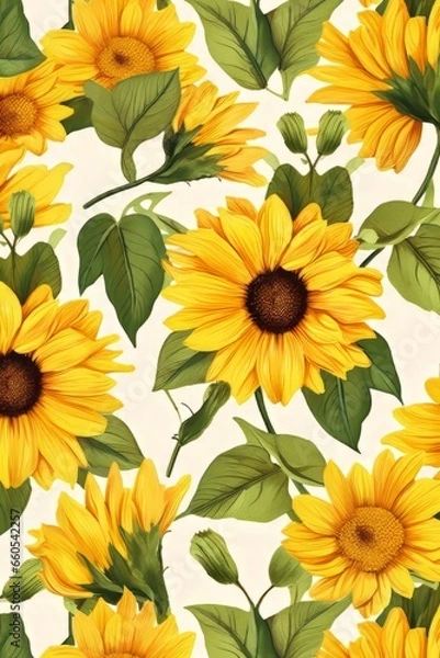 Obraz sun flowers pattern, sun flowers background