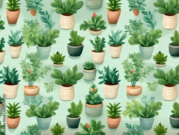 Obraz pattern with plants, plants in pots