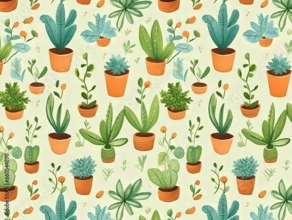 Obraz pattern with plants, plants in pots
