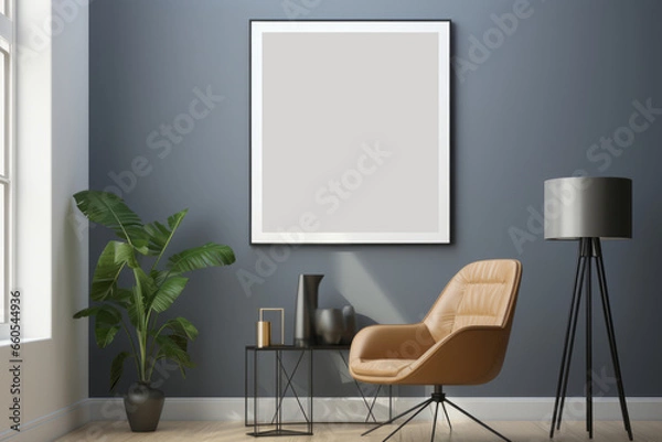 Fototapeta Pièce de vie avec une maquette pour poster