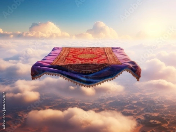 Fototapeta 3D Isolated Image of Magical Aladdin's Flying Carpet in Motion.