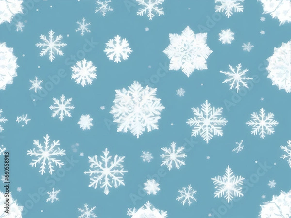 Fototapeta seamless pattern with snowflakes, ai generative 