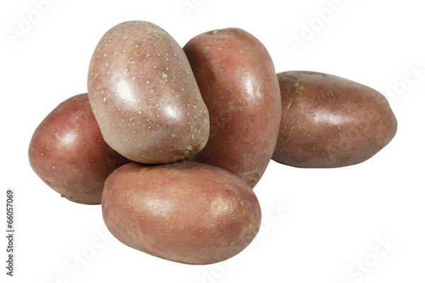 Fototapeta Five Raw Unpeeled Potatoes with Red Skin
