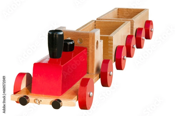 Obraz Wooden toy train. Transparent Background.