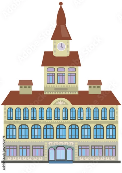 Obraz Town Hall building isolated on white background