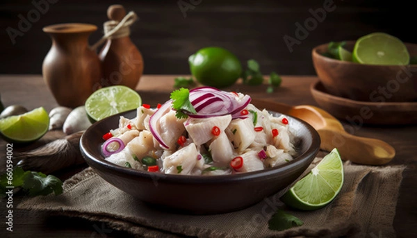 Obraz fish ceviche with onions