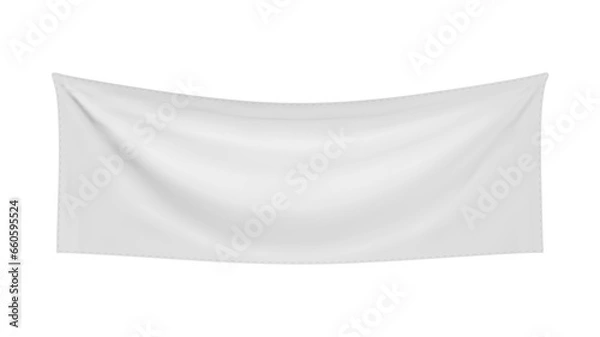 Obraz White textile banner with folds. Blank hanging fabric template. Png clipart isolated on transparent background