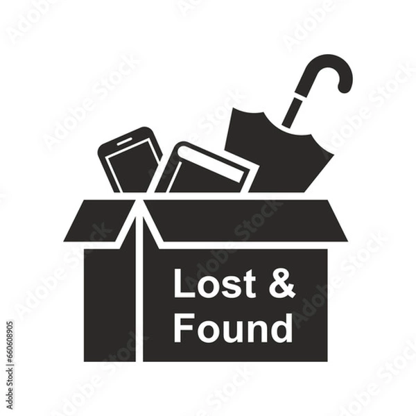 Fototapeta Lost items icon. Lost and found. Vector icon isolated on white background.
