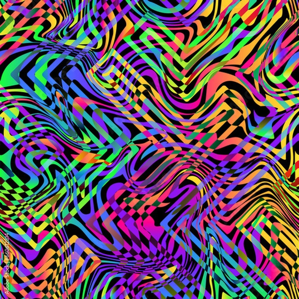 Obraz Psychedelic neon geometric. Seamless pattern