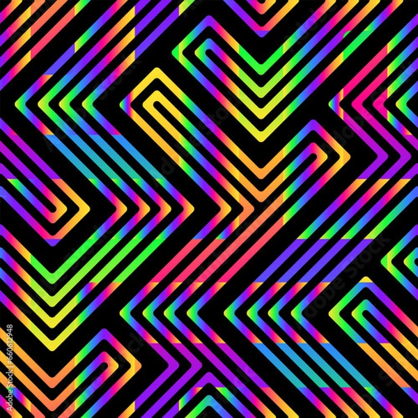 Fototapeta Spectrum color maze lines seamless pattern