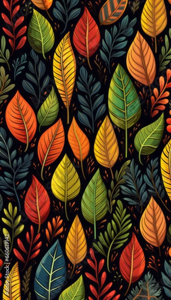 Fototapeta Abstract colourful leaves pattern