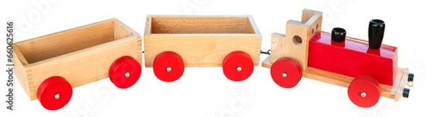 Obraz Wooden toy train. Transparent Background.