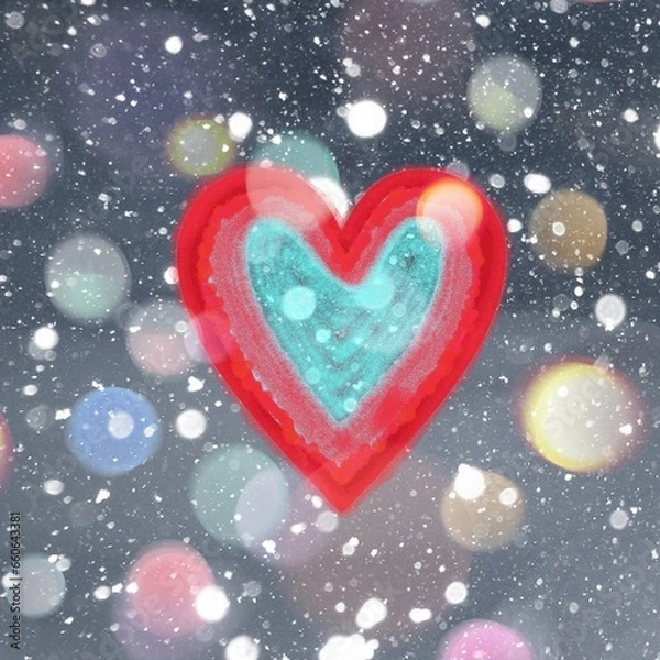 Obraz Winter snow background with Red heart