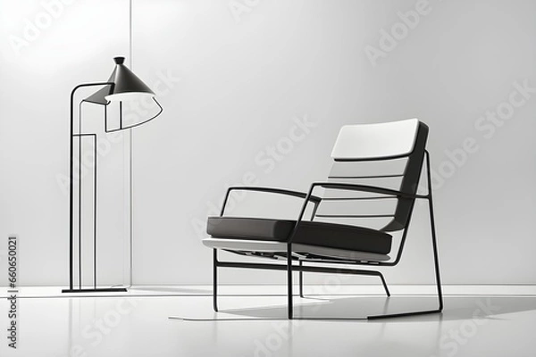 Fototapeta Simplicity in Form The Elegant Chair Line Drawing - Generative AI Edition



