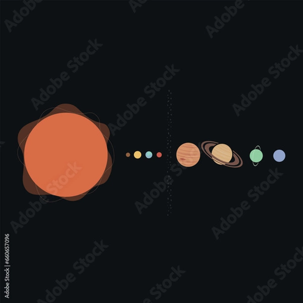 Obraz solar system with planets. flat 2d vector