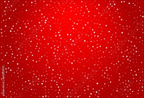 Fototapeta Gray Snowfall Vector Red Background. Light Silver