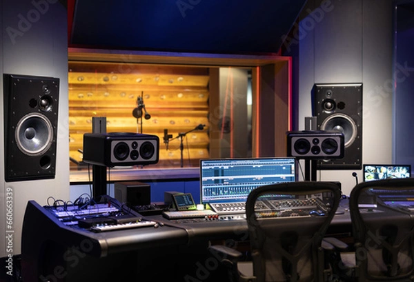 Obraz Modern mixer table in recording studio interior