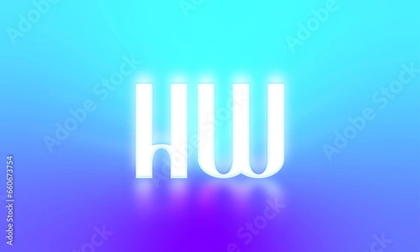 Fototapeta Glowing letters initials reflections rays of light turquoise background