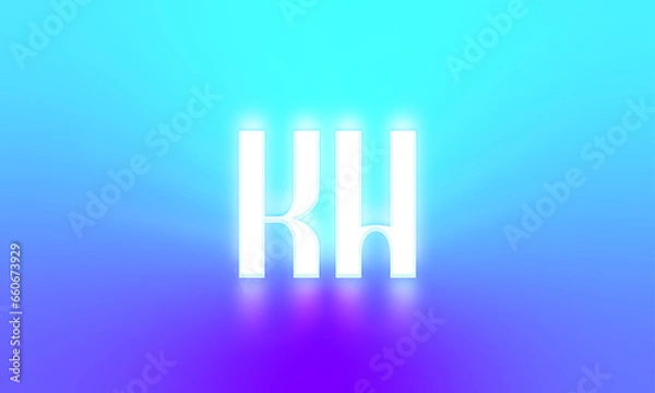 Fototapeta Glowing letters initials reflections rays of light turquoise background