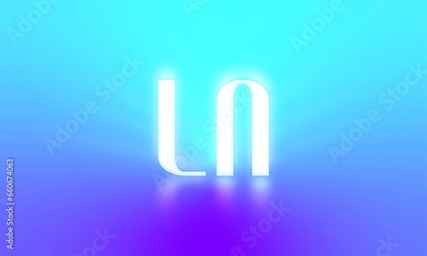 Fototapeta glowing letters initials reflections rays of light turquoise background