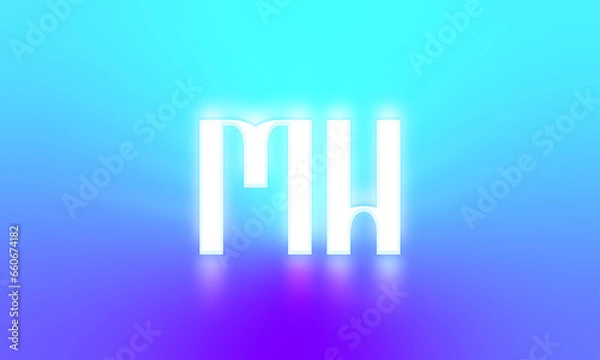 Fototapeta glowing letters initials reflections rays of light turquoise background
