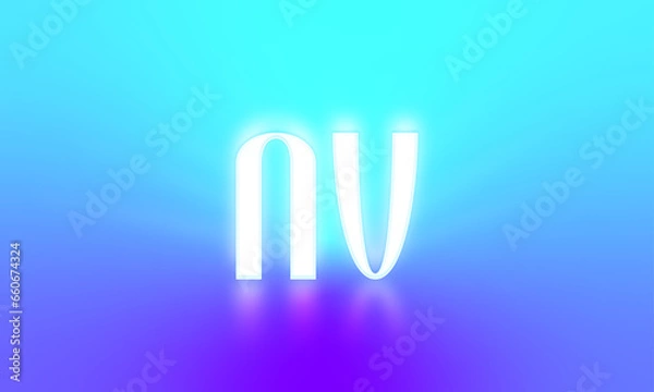 Fototapeta glowing letters initials reflections rays of light turquoise background