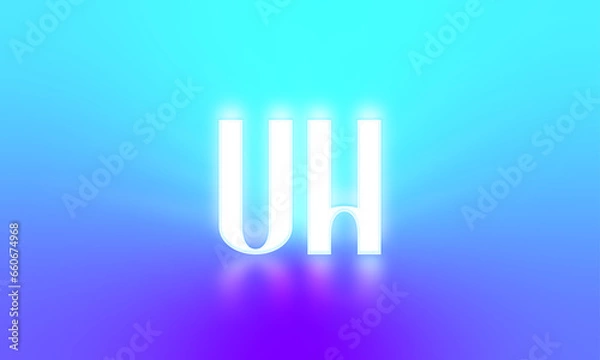 Fototapeta Glowing letters initials reflections rays of light turquoise background