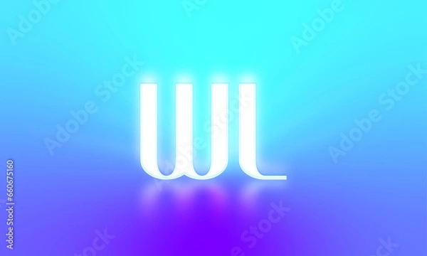 Fototapeta glowing letters initials reflections rays of light turquoise background