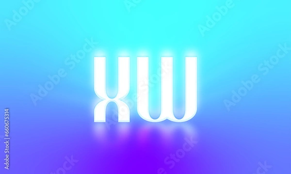 Fototapeta glowing letters initials reflections rays of light turquoise background