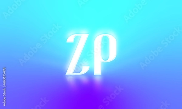 Fototapeta glowing letters initials reflections rays of light turquoise background