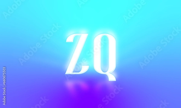 Fototapeta glowing letters initials reflections rays of light turquoise background